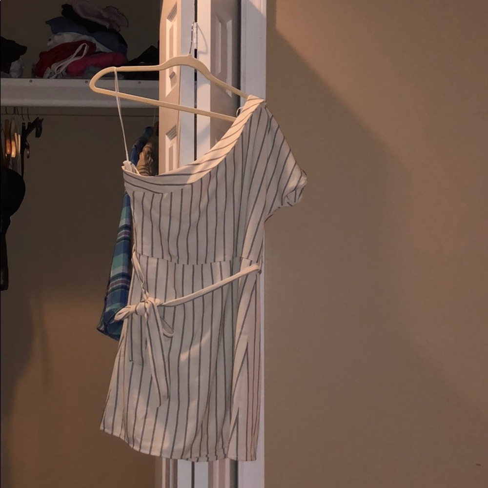 One shoulder dress.